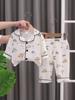 2025 Spring & Autumn Cartoon Kids' Pajamas: Long Sleeve, Double Layer Cardigan for Boys & Girls