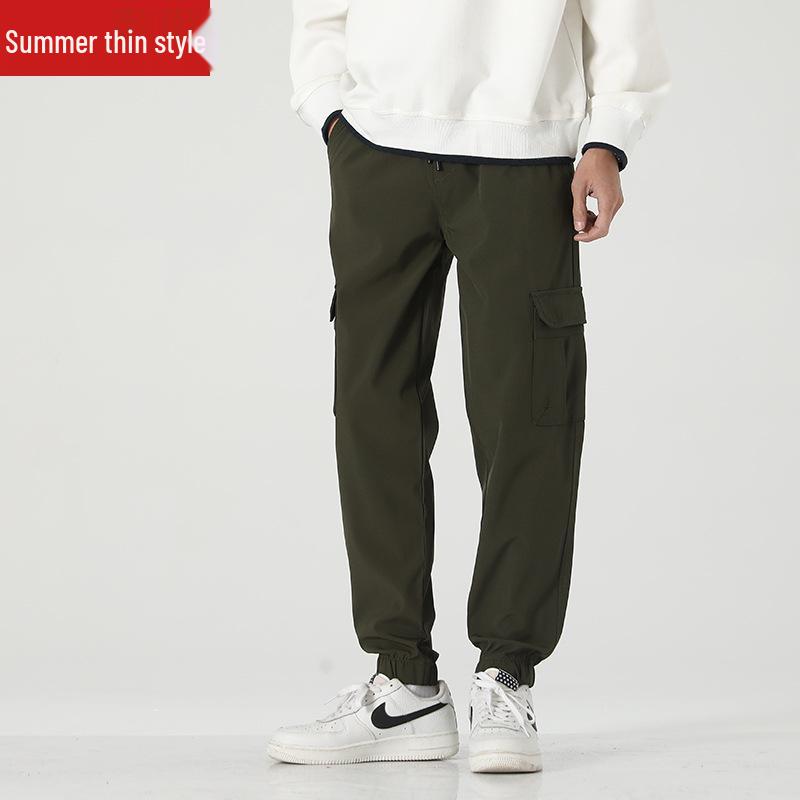 Men's Fashionable Multi-Pocket Cargo Pants: Autumn/Winter Thick Joggers with Loose Fit and Tapered Legs