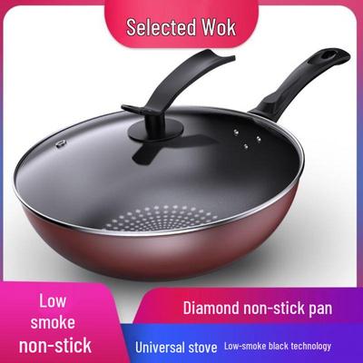 Deutscher Kristall Diamant Antihaft Wok zum Pfannenrühren, Ölfrei, Rauchfrei, für Induktions- & Gasherde