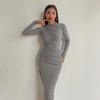 Spring Autumn New Women's Solid Color Bodycon Long Pencil Dress Elegant Slim Fit Casual Party Dress