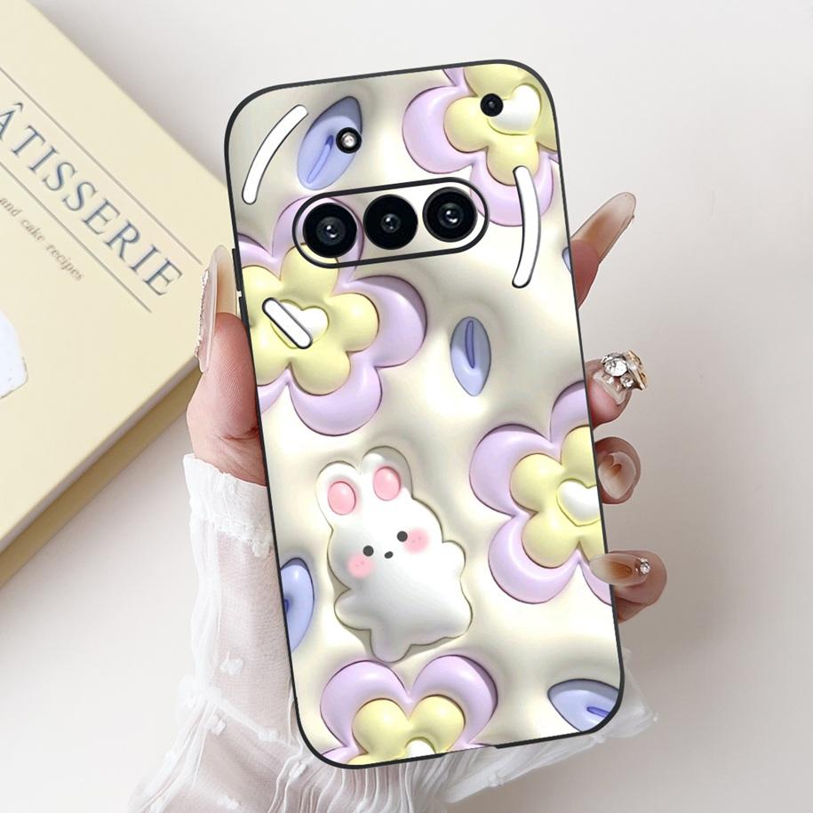 For Nothing Phone 3A Case A059 Cover Fashion Flower Soft Silicone Black Shockproof Cover On Nothing Phone3A 3 A 3APro A059P Capa