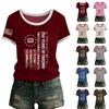 Women's Casual Round Neck Short Sleeve Pullover Printed T-Shirt Top