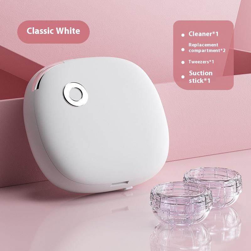 Contact Lens Ultrasonic Cleaning Machine Small Size Travel Rechargeable 3 Gear Cleaning Modes With Mirror Cleaning Box Adults