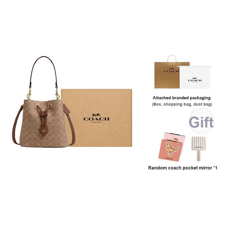 Coach Rowan 22 Logo Classic Faux Leather Bucket Bag Women handbags Brown CBH07-IMXHE