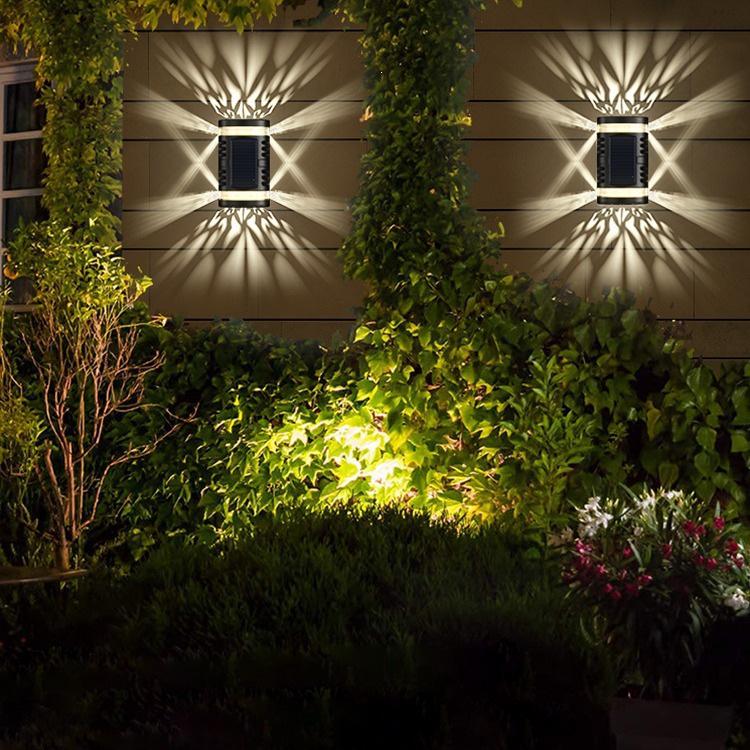 Solar Waterproof Outdoor Wall Lamp - Double-Sided High Brightness Lens for Courtyard, Villa, Balcony.