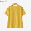 ZANZEA Women Casual Round Neck Solid Color Summer Short Sleeve T-Shirts