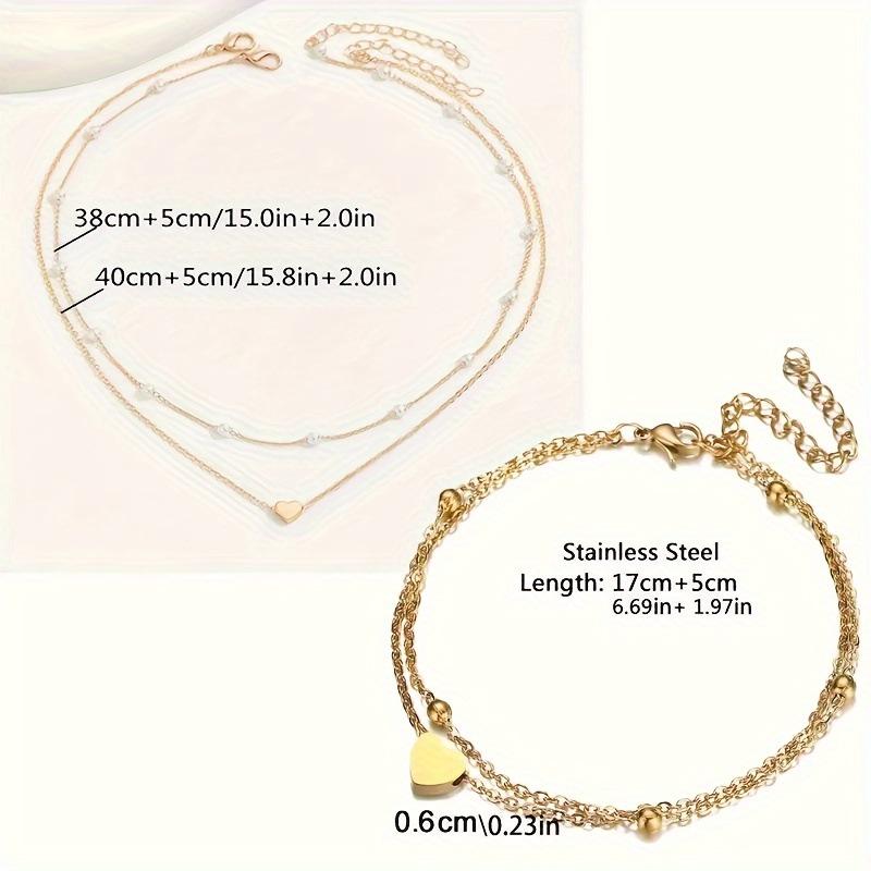Liebesherz Perlenkette & Armband Set - Vielseitige Schlüsselbeinkette Schlichter Schmuck