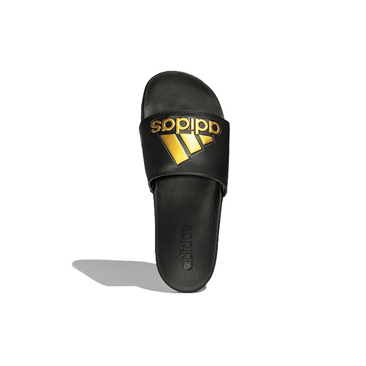 New Adidas Adilette Comfort Slides Core Black Gold Metallic GY1946