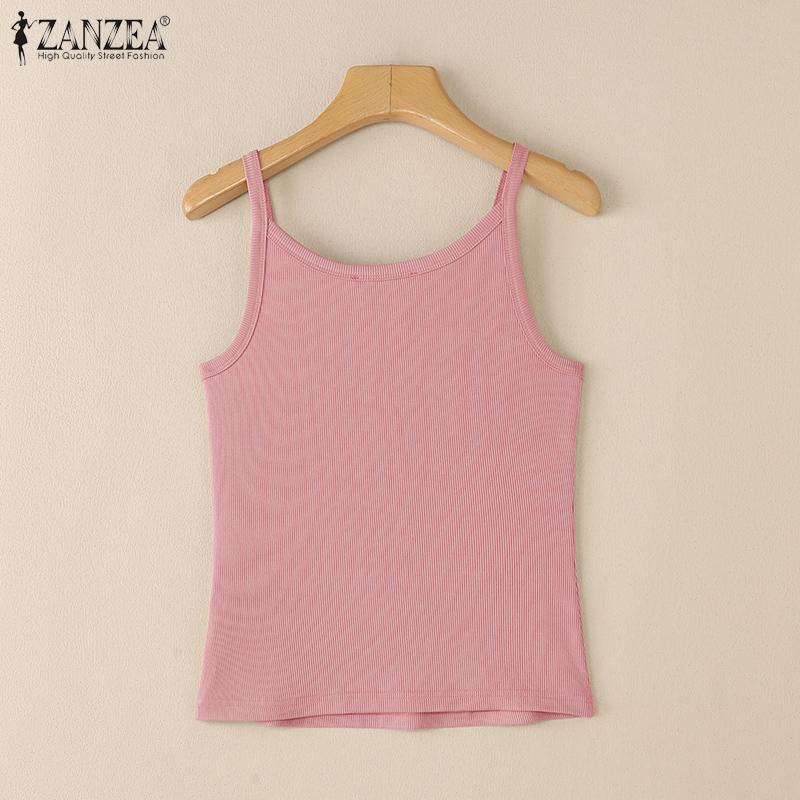 ZANZEA Letní jednobarevné tílko spodní tričko dámská ležérní vesta bez rukávů