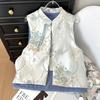 Vest Sleeveless Vest Women's Early Spring Vintage Buckle Jacquard Embroidered Vest