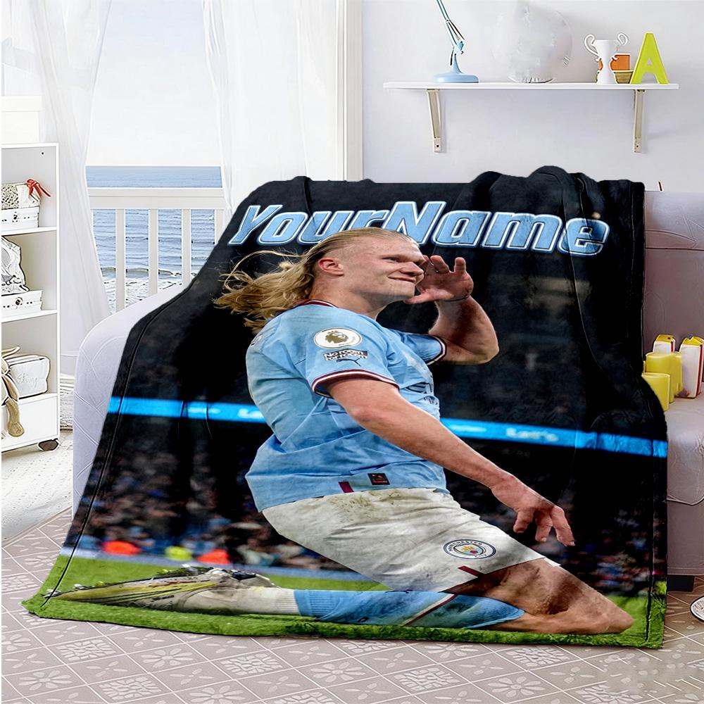 Haaland 194 Personalized Name Blanket Cozy Customizable Blanket Comfortable for Bed Nap Office Chair Sofa for All Occasions