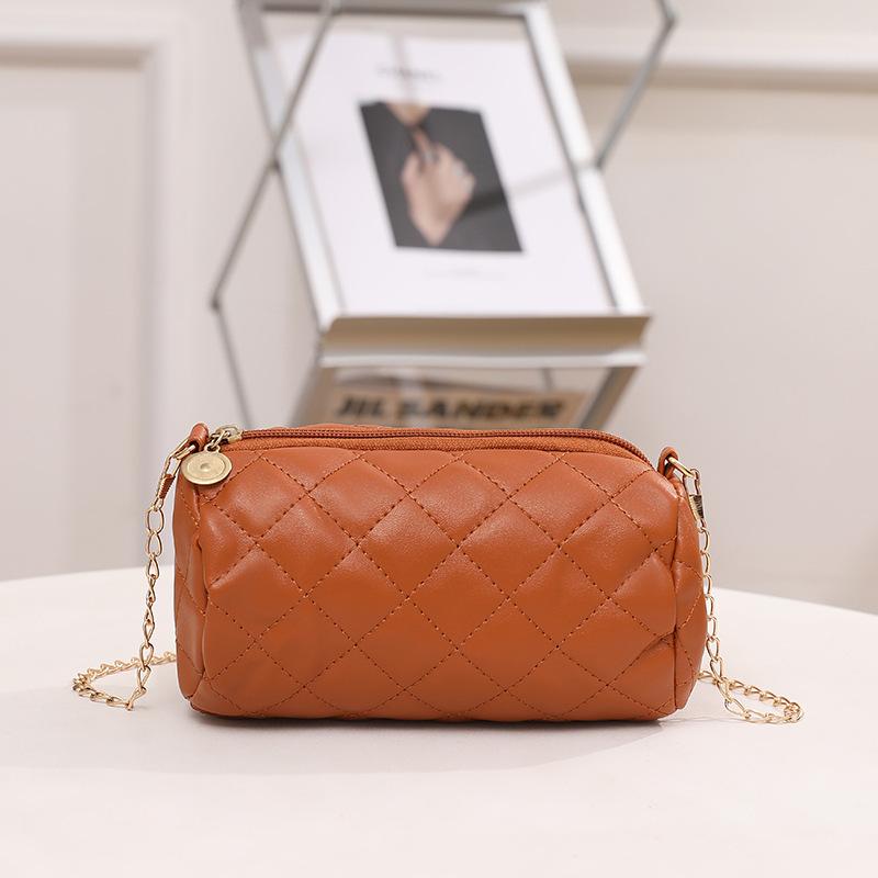 Bag women's new rhombus embroidery chain small cylinder bag casual mobile phone, bag small bag