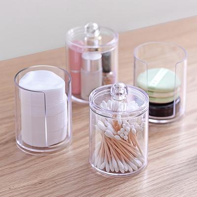 Makeup Cotton Pad Organizer Bathroom Storage Box For Cotton Swabs Cosmetics Jewelry Makeup Remover Pad Container with Bamboo Lid