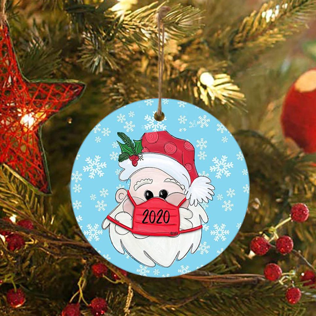 30PC 2020 Christmas Ornament Santa Wearing A Face Mask Decorate Christmas Tree