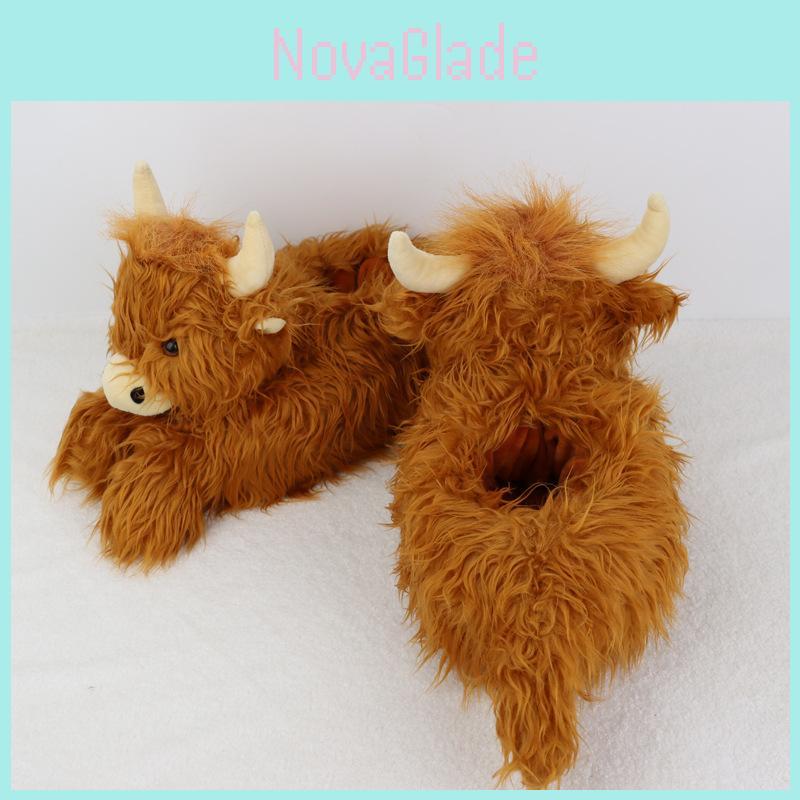 Highland Cow Plush Slipper Warm Indoor Home Xmas Gift