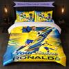 Set Biancheria da Letto Personalizzato Cristiano Ronaldo con Nome Testo 1 Copripiumino+2 Federe Logo Calcio Regalo Personalizzato per Occasione Speciale Arredamento Camera da Letto