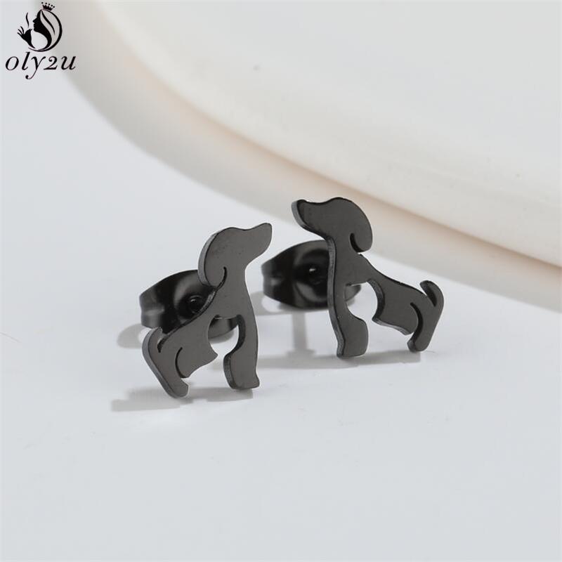 Cute Stainless Steel Heart Dog Earring for Women Cartoon Animal Ear Jewelry Girls Student Lovely Pup Earrings Gifts Accessories