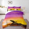 3 Piece Bedding Set with Duvet Cover and 2 Pillowcases - Bohemian Rhapsody Sunset Singer Silhouette Print - Orange Music Decor