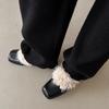 Autumn and winter new niche design thick heel cotton shoes women's fashion velvet warm square heel cotton shoes women