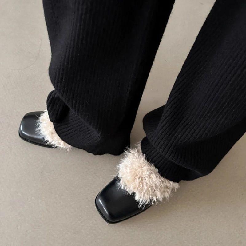 Autumn and winter new niche design thick heel cotton shoes women's fashion velvet warm square heel cotton shoes women