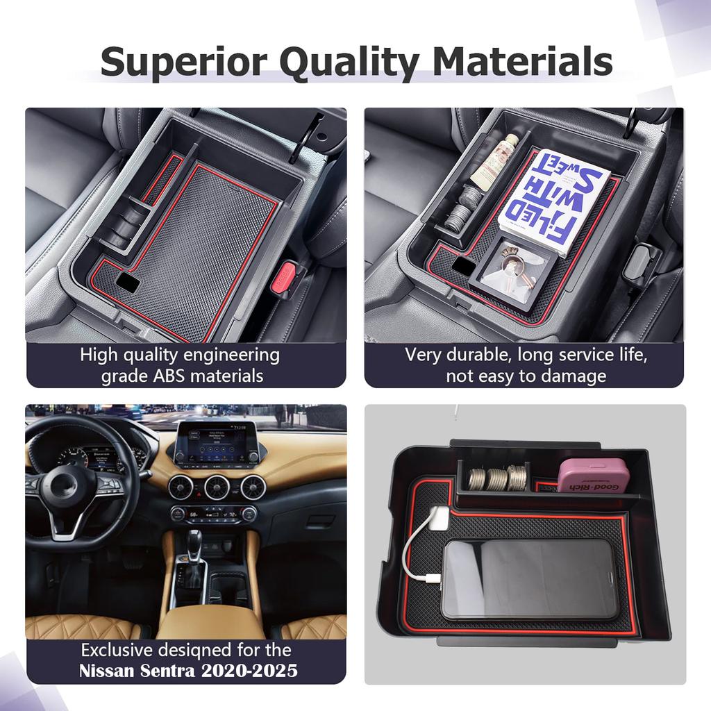 Armrest Center Storage Box For Nissan Sentra 2020 2025 2025 2025 2025 2025 Center Console Organizer Tray ABS Accessories Car Box