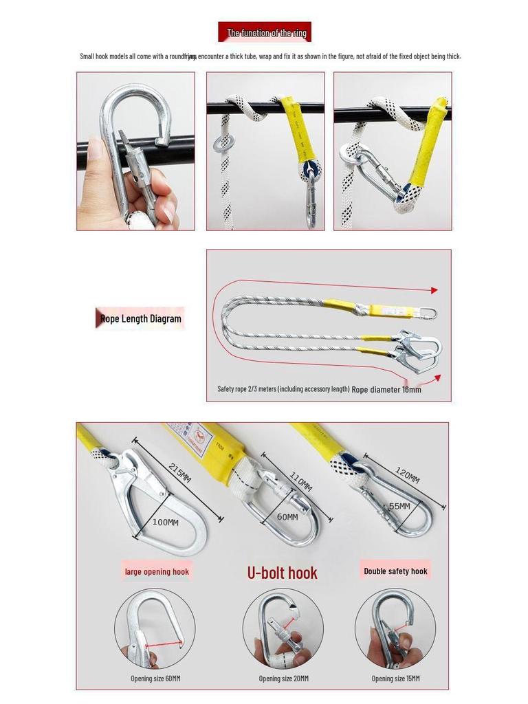 European Full Body Five-Point Electrician Harness with Double Hook.