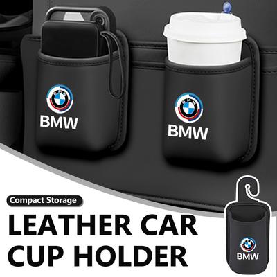 Leather Car Seat Cup Holder Hang Drink Storage Box Accessorie For BMW 1 3 4 5 6 7 Series M X1 X3 Alpina G20 F20 J111
