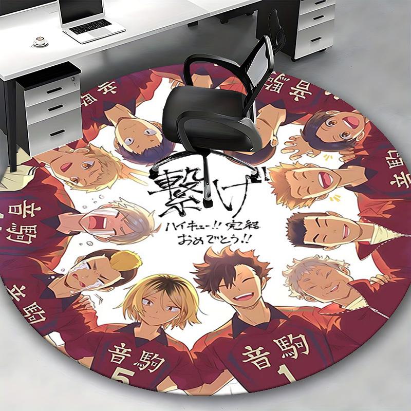 1pc Haikyuu!! Kageyama Tobio Anime Round Carpet - Office Chair Mat, Non-Slip Rug for Home Decor, Seasonal Gift, Suitable for Office, Living Room, Bedr