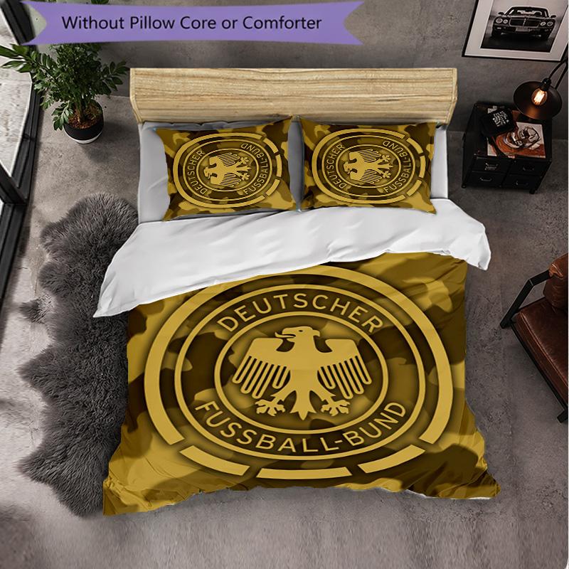 Germany Football Pattern 3 Pieces Bedding Set Soft Microfiber Duvet Cover with Pillow Cases for Bedroom
