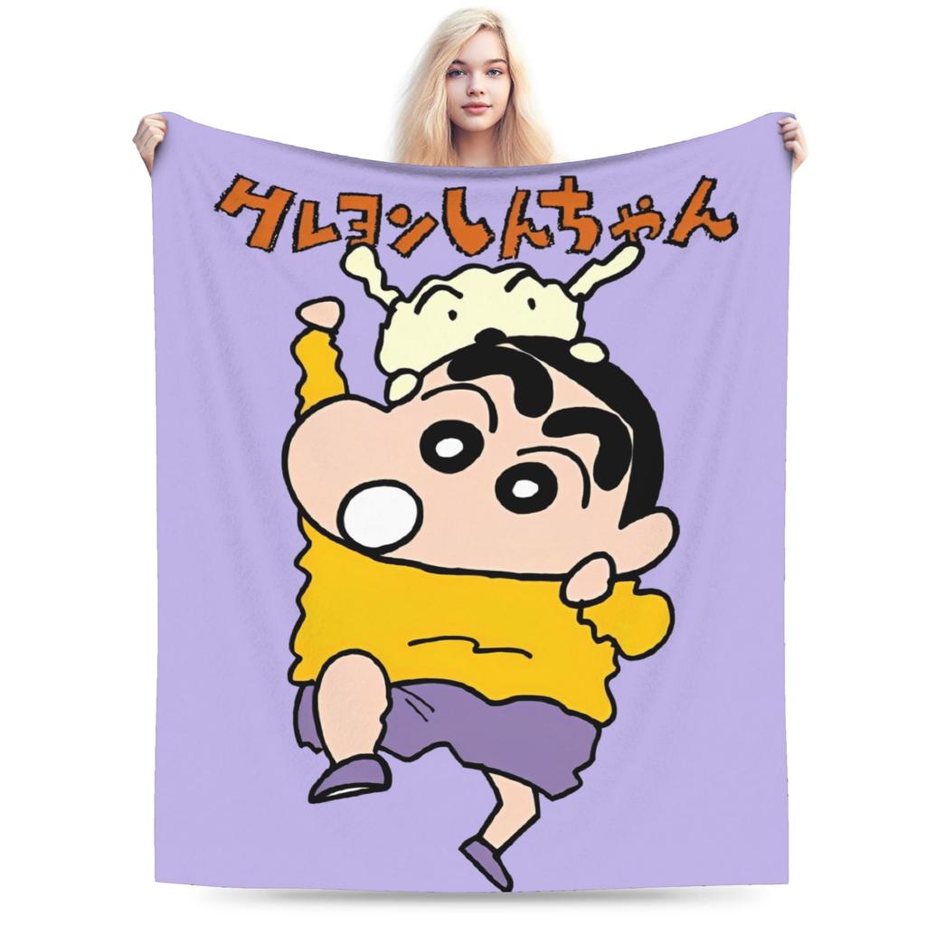 Crayon Shin chan Knitted Blanket Cartoon Flannel Throw Blankets Summer Air Conditioning Personalised Soft Warm Bedspread