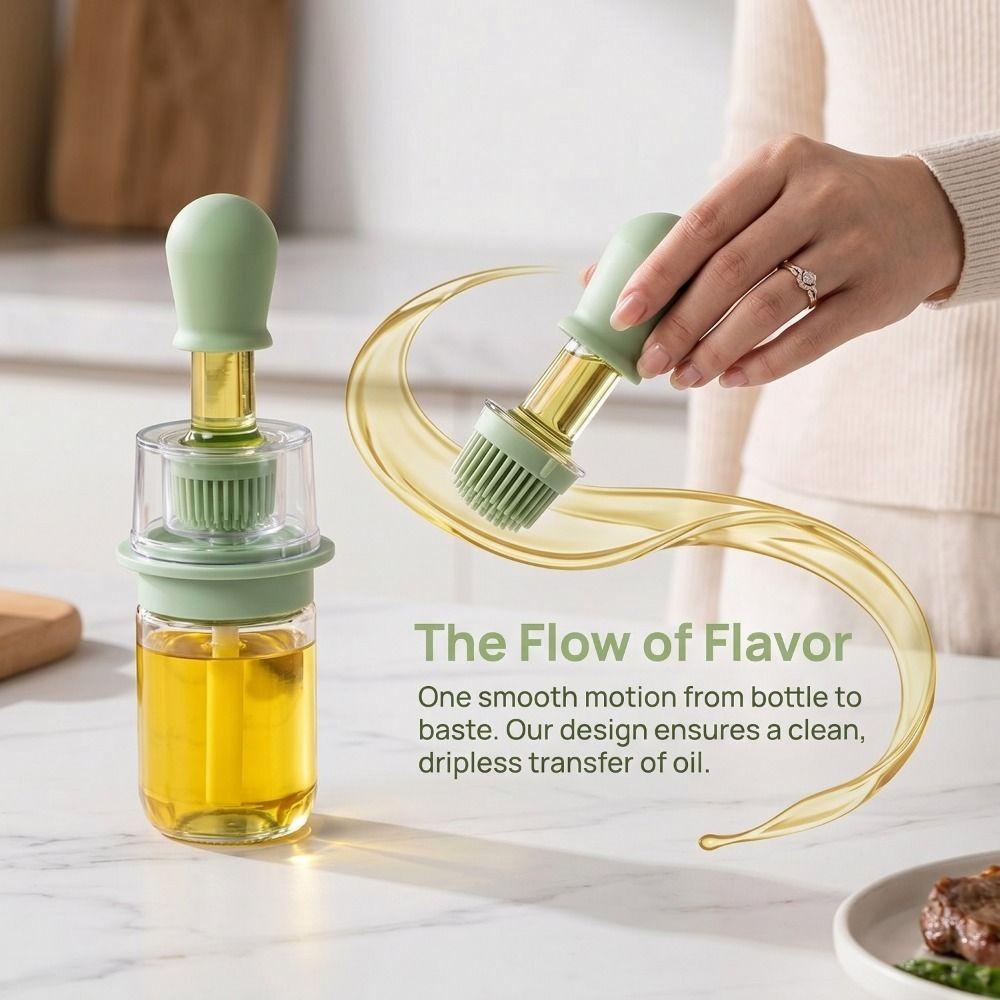 Heat Resistant Oil Dispenser Bottle 2 in 1 Oil Brush Bottle Non-Drip Barbecue Spray Bottle  Kitchen