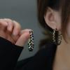 2026 Fashion Double-layer Black Crystal Woven Hoop Earrings South Korea Simple Accessories Party For Women's Luxury Jewelry