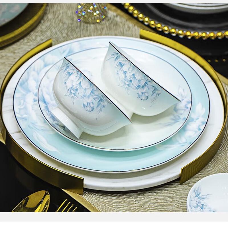 Peony Blossom Chinese Ceramic Dinnerware Set - 60-Piece Deluxe