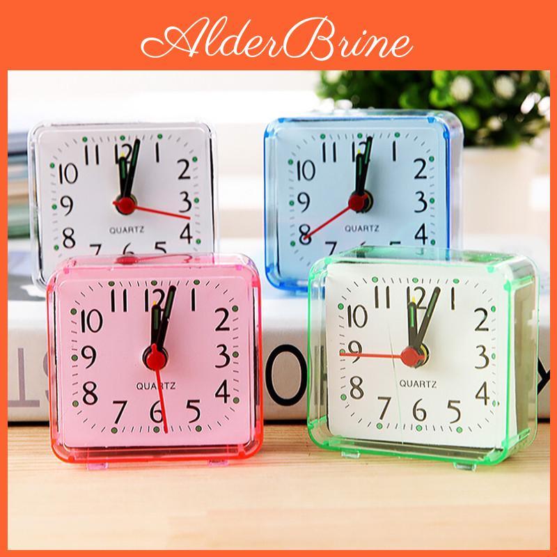 Desk Square Clock Bedroom Cute Small Bed Compact Travel Quartz Alarm Clock For Student