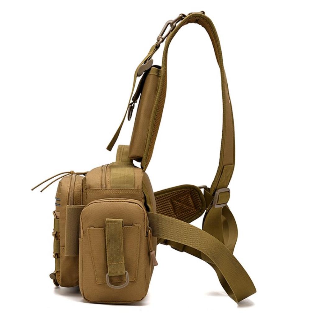 Crossbody Bag Unisex Nylon Multi Pocket Adjustable Strap Outdoor Fishing Travel