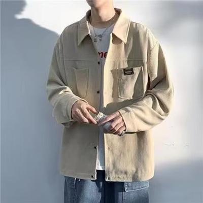Corduroy Shirt Man Label Bag Spring and Autumn Fashion Brand Ins Ruffian Handsome Long Sleeve Trend Shirt Japanese Vintage Coat