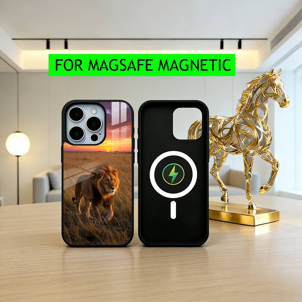 L-Lion P-Pattern Phone Case For iPhone17,16,15,14,13,12,11 Plus,Pro Magnetic with Magsafe Wireless Charging