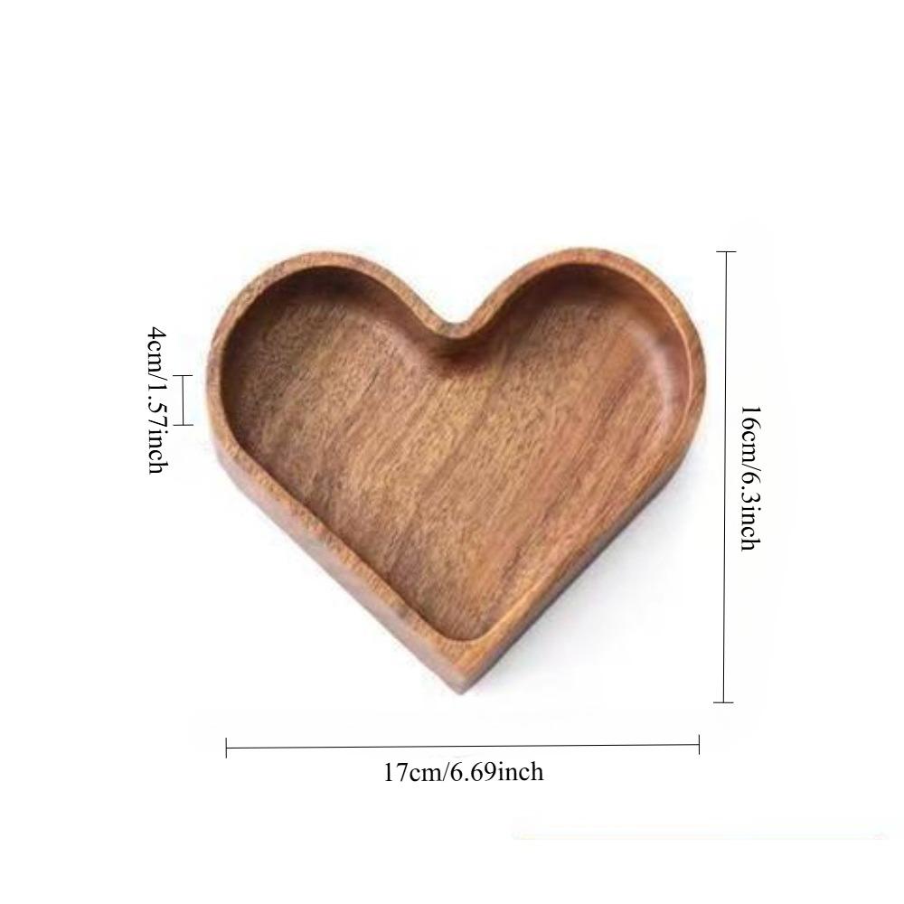Heart-Shaped Wooden Serving Trays for Home Decor & Food - Decorative Wood Trays for Candy, Sushi, Dessert, Valentine’s Day Gifts