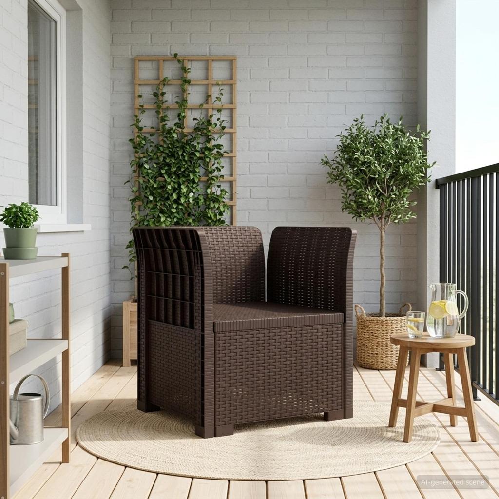 1 Seater Armchair Rattan Look PP Brown