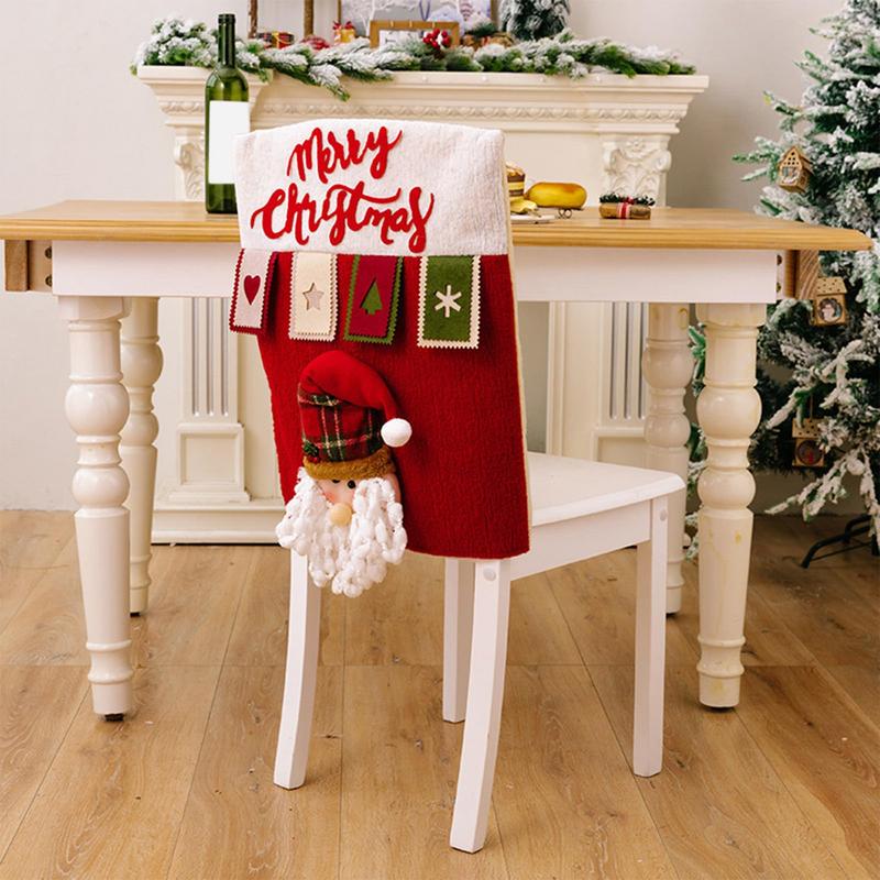 Christmas cartoon chair covers Cute cartoon restaurant chair covers Home chair covers For home holiday party decorations
