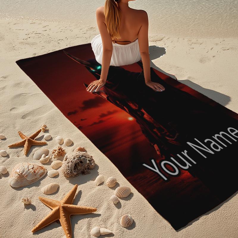 Custom Name Ultra-Soft Beach Towel with Dota 2 Theme,Ideal for Pool - Camping, Diving - Perfect Travel Essential, Vibrant Beach Towel.