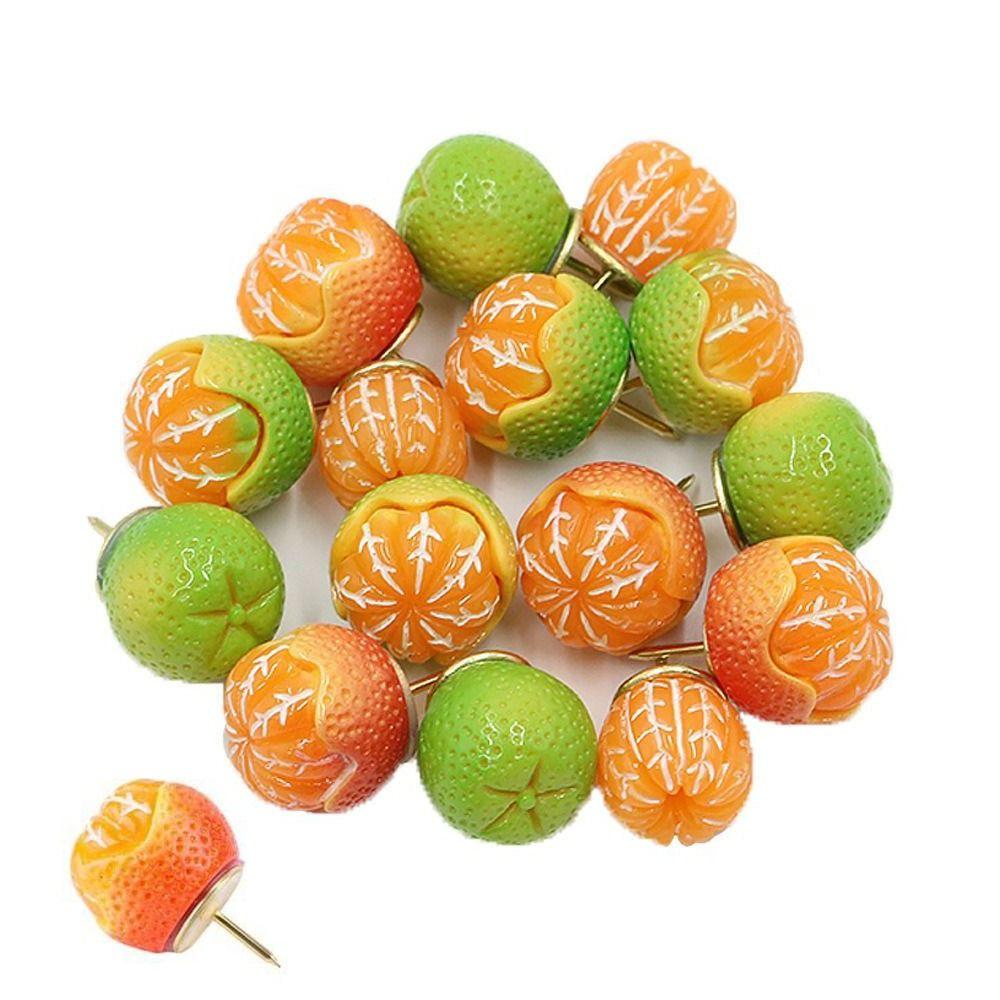 

15Pcs 3D Orange Pushpins Creative Blackboard Push Pins Portable Decorative Studs Stationery 15Pcs with Box