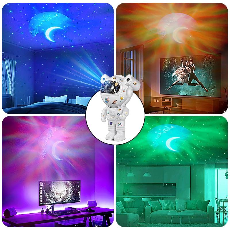 Kids Star DIY Projector Night Light with Remote Control 360 Adjustable Design Astronaut Nebula Galaxy Lighting Bluetooth Speaker