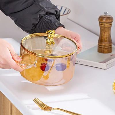 Casseruola in vetro borosilicato spesso Pentola da cucina trasparente Pentola per zuppa Riscaldamento Manici doppi Casseruola con coperchio Utensili da cucina