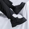 England Style Mens Fashion Platform Shoes Lace-up Original Leather Oxfords Shoe Business Office Dress Black Stylish Footwear Man