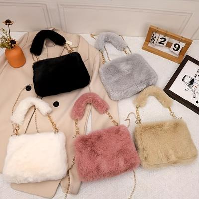 Cozy Plush Handbag Soft Plush Women's Handbag & Crossbody Bag with Detachable Strap | Cozy Shoulder Bag, Purse for Winter & Casual Outfits