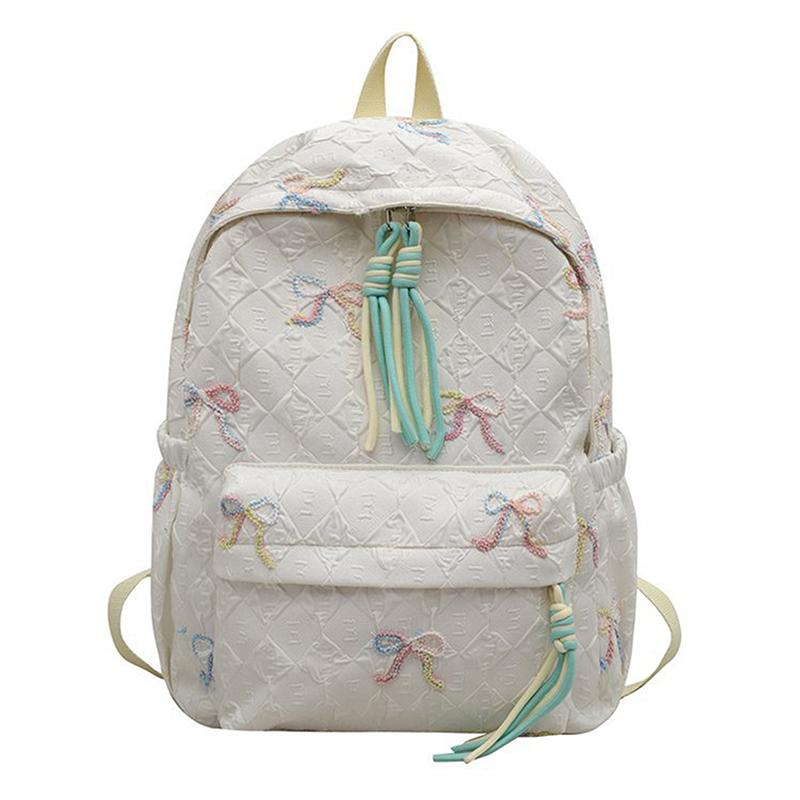 Versatile Junior High School Student Travel Laptop Backpack Cute Schoolbag Female Middle School Student  Bowknot Backpack as the picture