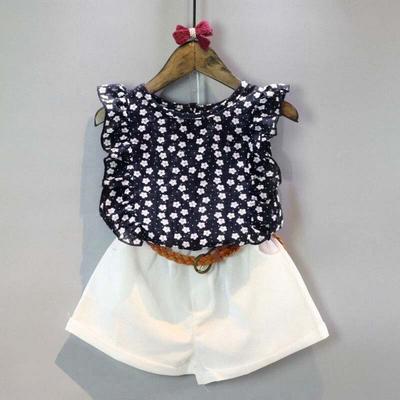 Kids Baby Girls Falbala Irregular T-shirt Top Striped Flare Pants Clothes Set