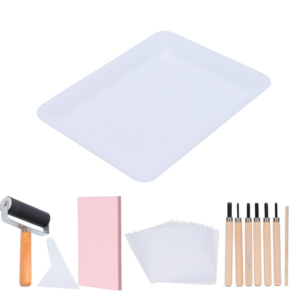 Rubber Carving Kit Block Stamp Making Set Printmaking Printing Art Craft with Cutter Tools