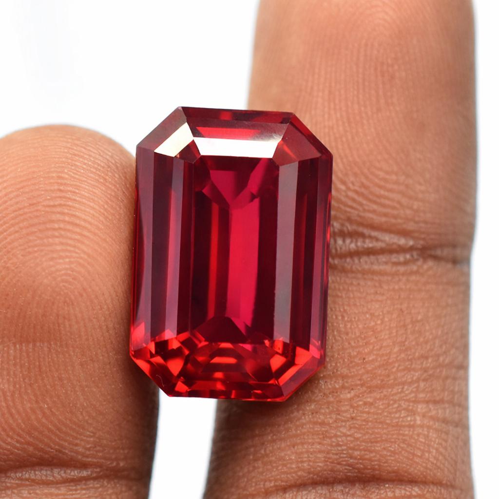 Natural Red Ruby Loose Gemstone Emerald Cut 15 ct Burmese for Her/Him for Jewelry Making and Crafts